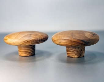 Ensemble de poignées de tiroir en chêne, poignées rondes en bois, intérieur décoratif (2 pièces)