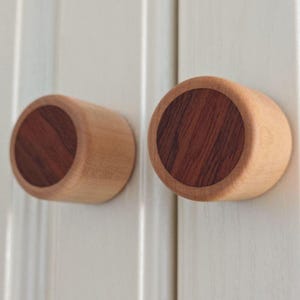 Full-Circle Wood Cabinet Knob, Two-Tone Maple and Padauk Drawer Pull
