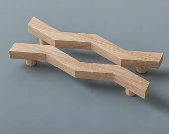 Mango de madera curvo en zigzag moderno: roble, madera de fresno, arce, diseño exclusivo