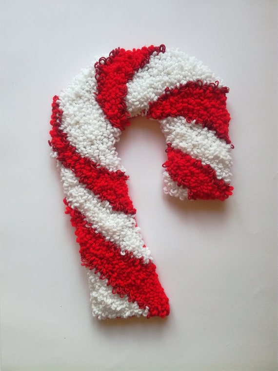 Christmas Candy Cane Punch Needle Embroidery Wall Hanging Etsy