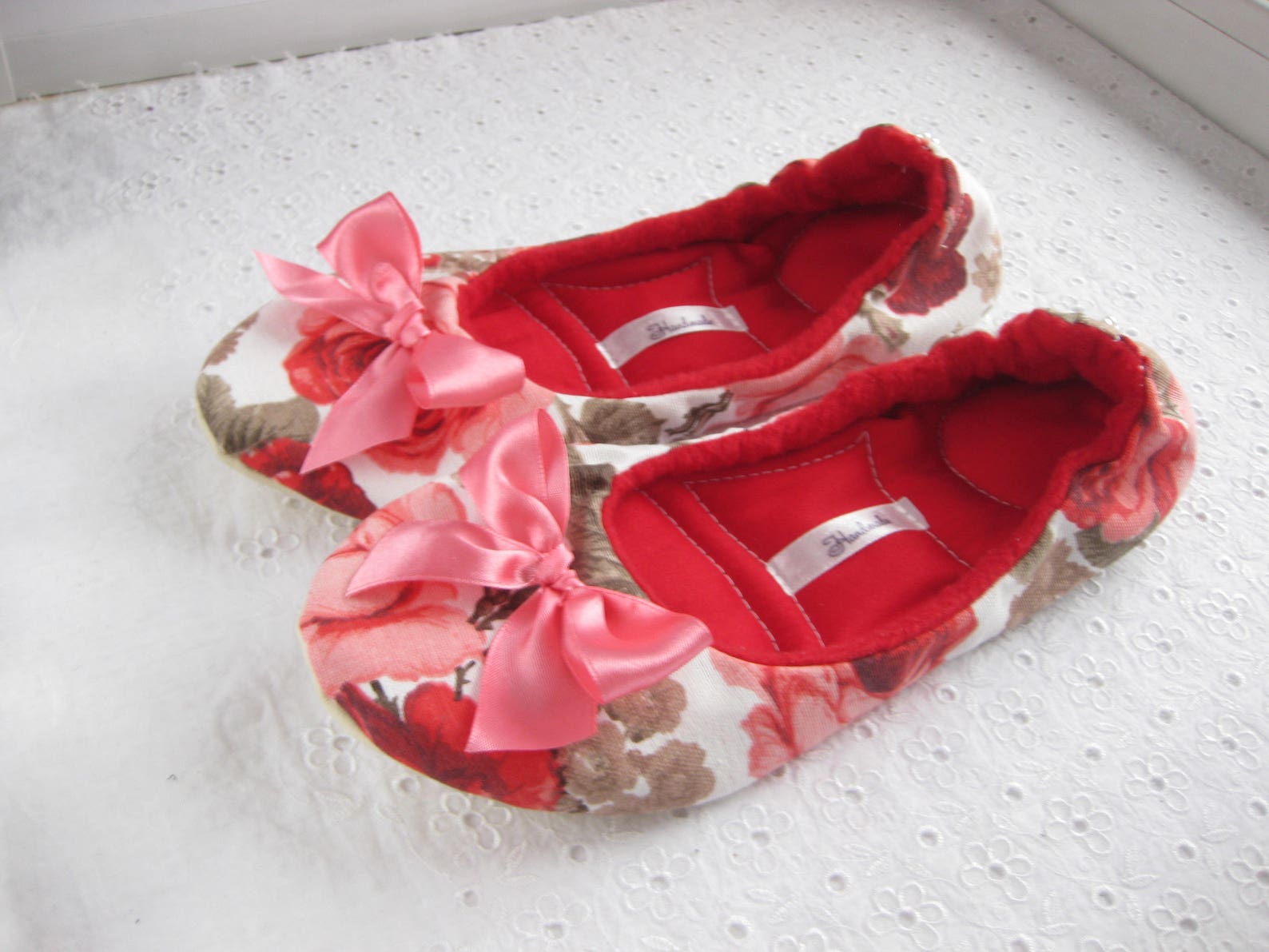 ballet flats, cotton slippers, heart gift, womens house shoes, handmade slippers, women slippers, house shoes, ladies slippers,
