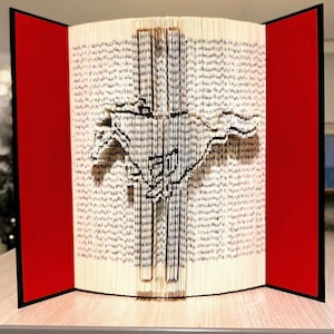 Mustang Logo-543 Pages-Cut&Fold Book Folding Pattern- Car Logo pattern-CutFoldMeasureMark Pattern