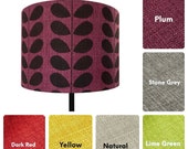 Linen Look Cotton Fabric Lampshade with Hand Painted Retro Stem Design - available in six colours