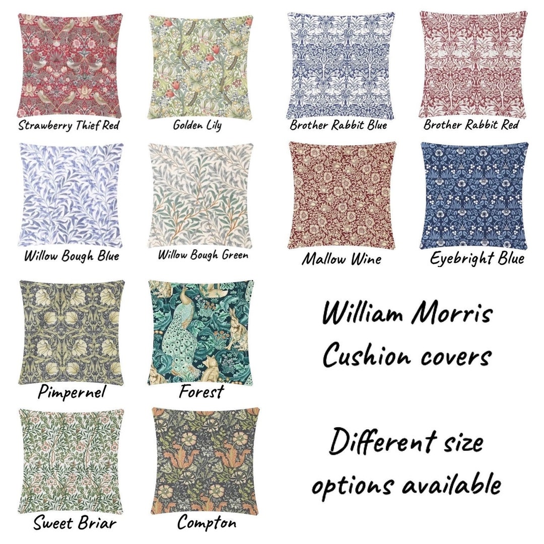 William Morris Cushion Covers 12 Colour Options and 3 Size Options