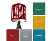 100 Cotton Fabric Lampshade with Hand Painted Boden Stem White Design - available in five colours