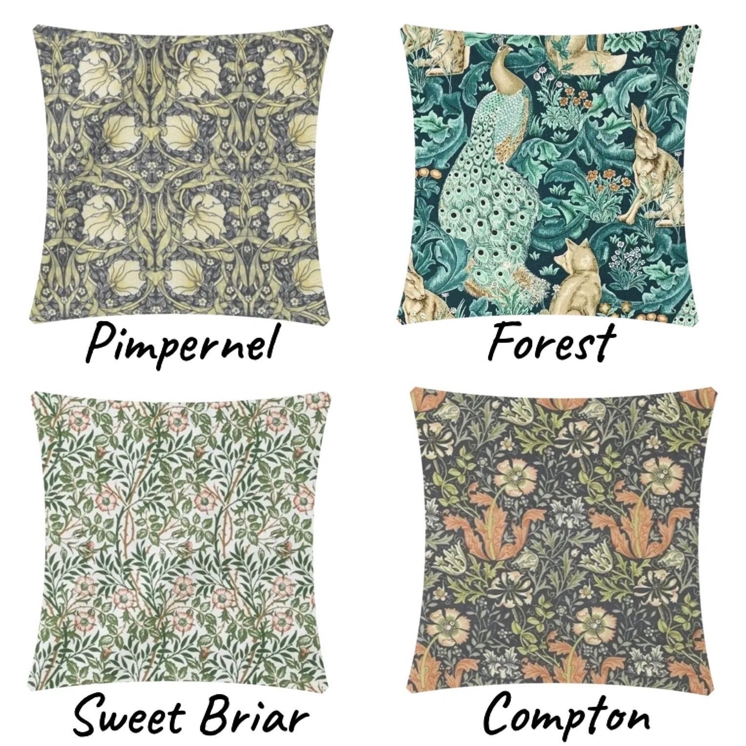 William morris cushion cover artichoke woven tapestry sage green etsy