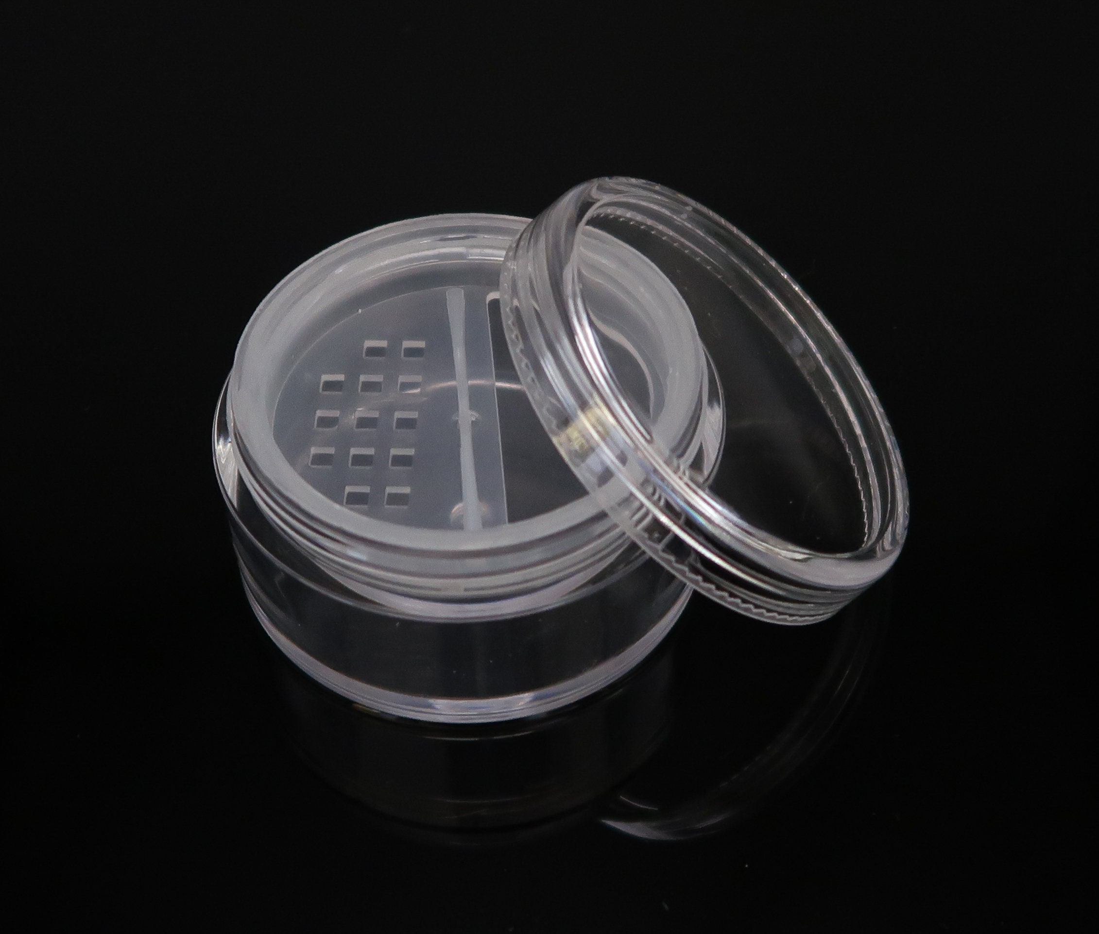 Teensery 2 Pcs 50G 50ml Plastic Empty Powder Puff Case Face Powder Blusher  Makeup Cosmetic Jars Containers With Sifter Lids