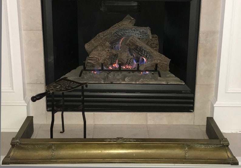 Antique Neoclassical Brass Fireplace Fender Etsy