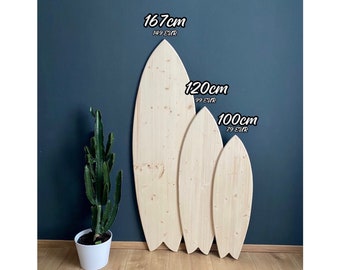 Decorative surfboard “plain” made of solid wood 100 / 120 / 167 cm to paint / design yourself