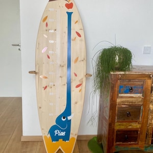 Vara de medição decorativa para prancha de surf, seu nome/elefante gráfico de altura para crianças/bebê/nascimento/presente