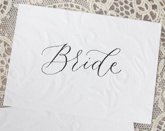 Luxury Calligraphy Name Cards: Embossed Wedding Place Cards
