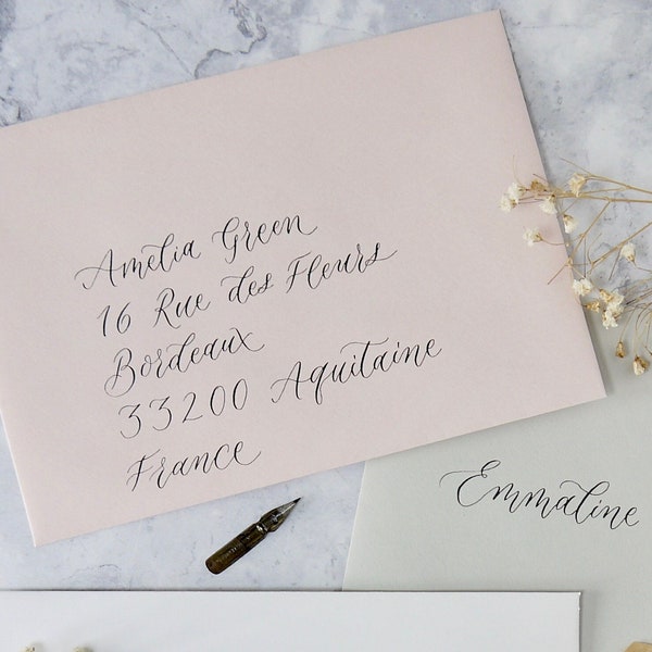 Calligraphy Envelope Addressing for Wedding Invites, Dip Pen and Ink Handwriting Service C6