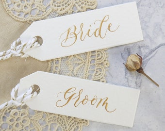 Mini Calligraphy Gift Tags with Twine – Personalised Wedding Place Cards – Handwritten Name Tags