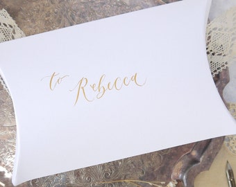Personalized Calligraphy Pillow Box: Eco-Friendly Favor Box