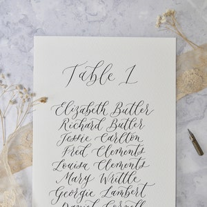 Calligraphy Wedding Table Seating Plan: A5 Personalized Sign