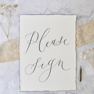 Sign Our Guestbook Wedding Sign, Personalised Calligraphy Small Signage, A6 A5 A4 Calligraphy Favour Cards, Handmade Wedding Decor zdjęcie 1