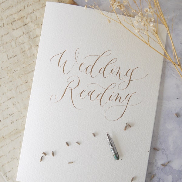 Vows Book Cover, Personalised Calligraphy Wedding Reading Book, Custom Lettering His and Her Vows Booklet A5