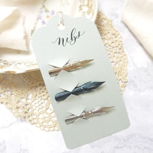 Moderne Kalligraphie Federn 3er Set für Anfänger, Kupferplatten Federn auf handgeschriebenem Geschenkanhänger, Brause 361 Pointed Pen