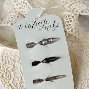 Vintage Dip Pen Schreibfedern 3er Set - Antike Kalligraphie Federn Geschenk mit personalisiertem Anhänger