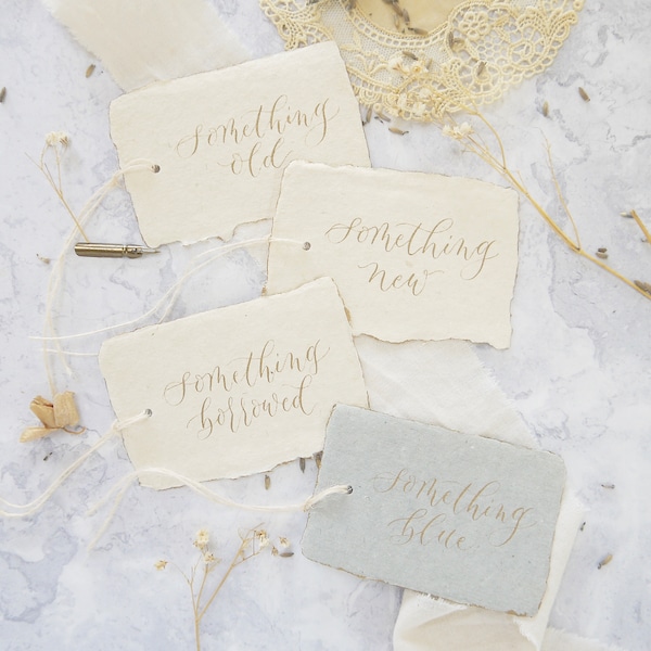 Something Old Something New Something Borrowed Something Blue Wedding Favours, Gift Tags for Bride, Handwritten Labels Wedding Day Idea