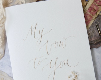 Wedding Vows Cover A5 – Custom Calligraphy Vow Book, Handmade Marriage Reading Folder, His and Her Vows Keepsake