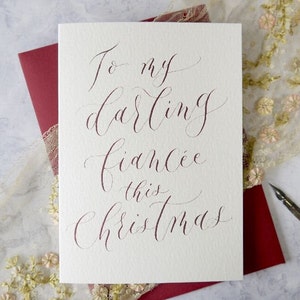 Luxus Kalligraphie Weihnachtskarte für Verlobte A6 - Personalisiertes Andenken, Verlobung oder Jahrestagsgeschenk