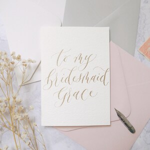 Mini Kalligraphie Karte – Handbeschriftete persönliche Note für Brautjungfern, Hochzeiten oder Dankeschöns – A7 mit Umschlag