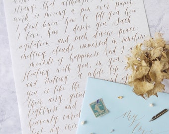 Calligraphy Love Letter Gift, Handwritten Vows Wedding Keepsake, Romantic Anniversary Present, Custom Love Note
