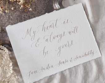 Custom Calligraphy Quote Art A6, Personalised Handwritten Gift, Short Poem or Lyric Wall Art, Handmade Keepsake for Her