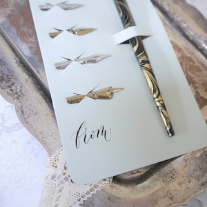 modern calligraphy nibs and a straight pen gift set
