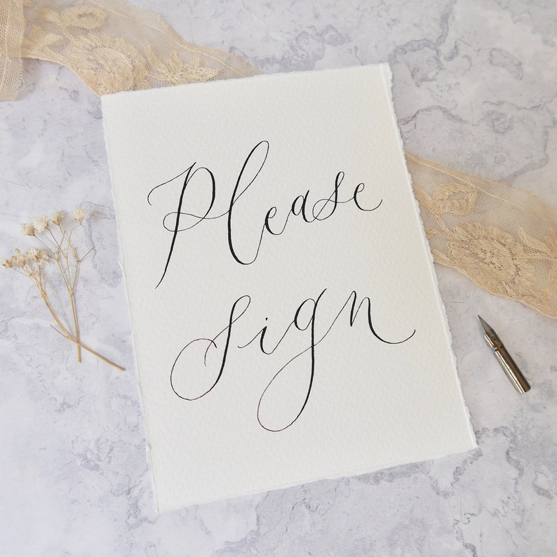 Sign Our Guestbook Wedding Sign, Personalised Calligraphy Small Signage, A6 A5 A4 Calligraphy Favour Cards, Handmade Wedding Decor zdjęcie 10
