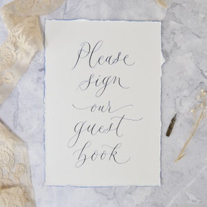 Sign Our Guestbook Wedding Sign, Personalised Calligraphy Small Signage, A6 A5 A4 Calligraphy Favour Cards, Handmade Wedding Decor zdjęcie 8