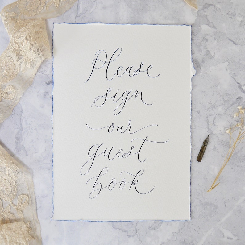 Sign Our Guestbook Wedding Sign, Personalised Calligraphy Small Signage, A6 A5 A4 Calligraphy Favour Cards, Handmade Wedding Decor zdjęcie 8