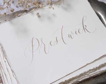 Custom Wedding Table Names in Calligraphy – Elegant Handmade Table Number Signs