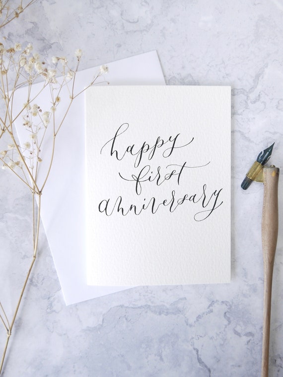 Custom First Anniversary Card For Wife Luxury Calligraphy Etsy