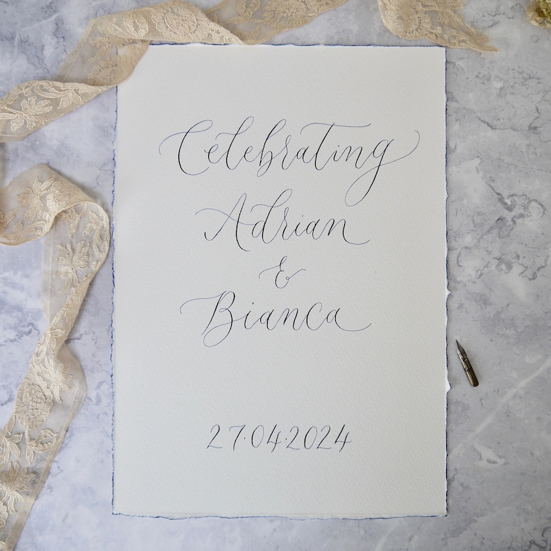 Sign Our Guestbook Wedding Sign, Personalised Calligraphy Small Signage, A6 A5 A4 Calligraphy Favour Cards, Handmade Wedding Decor zdjęcie 7