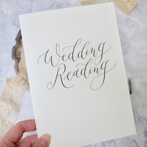 A5 Wedding Reading cover handwritten in calligraphy for storage and display