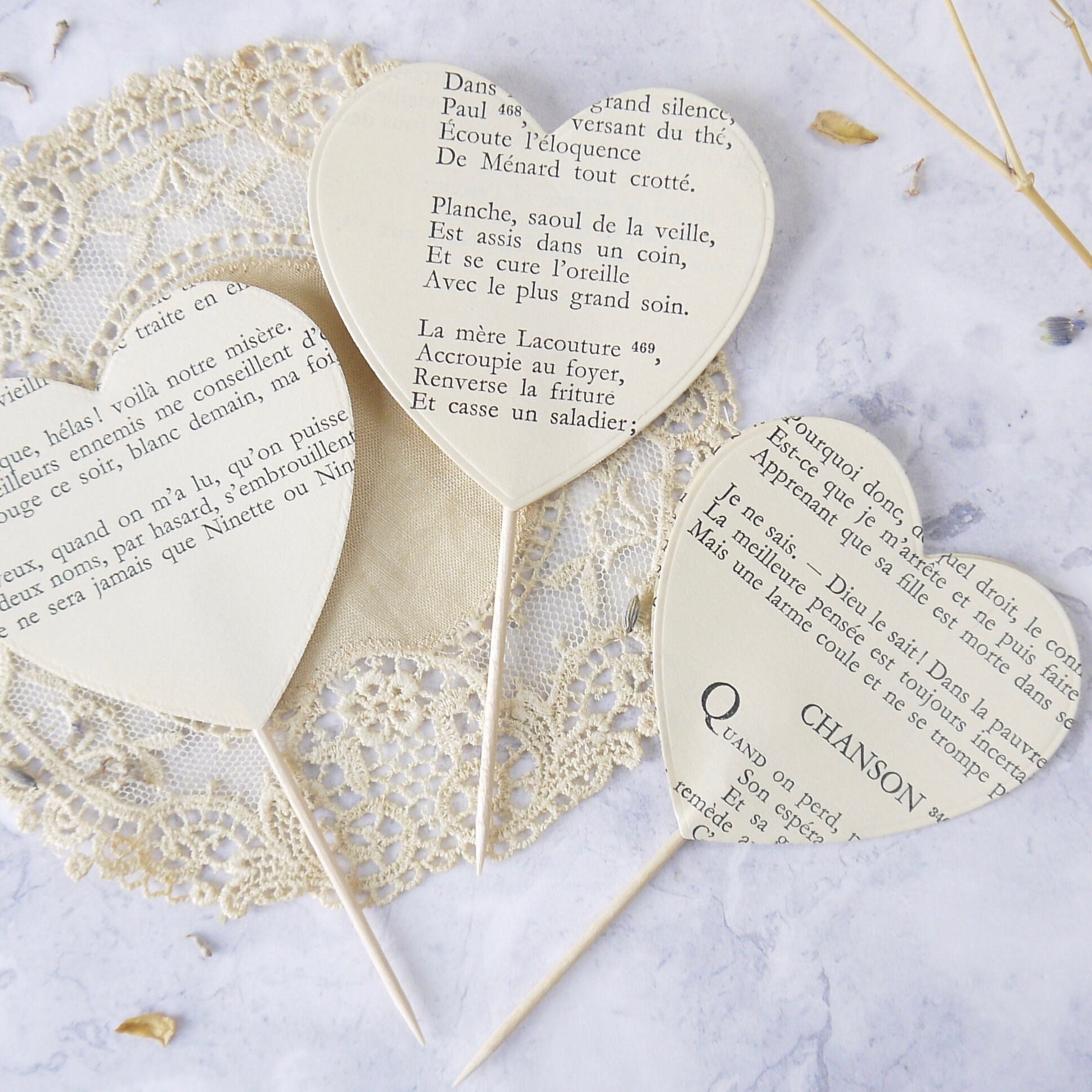 Cupcake Toppers Bridal Shower Paper Heart Toppers Baby Shower Etsy