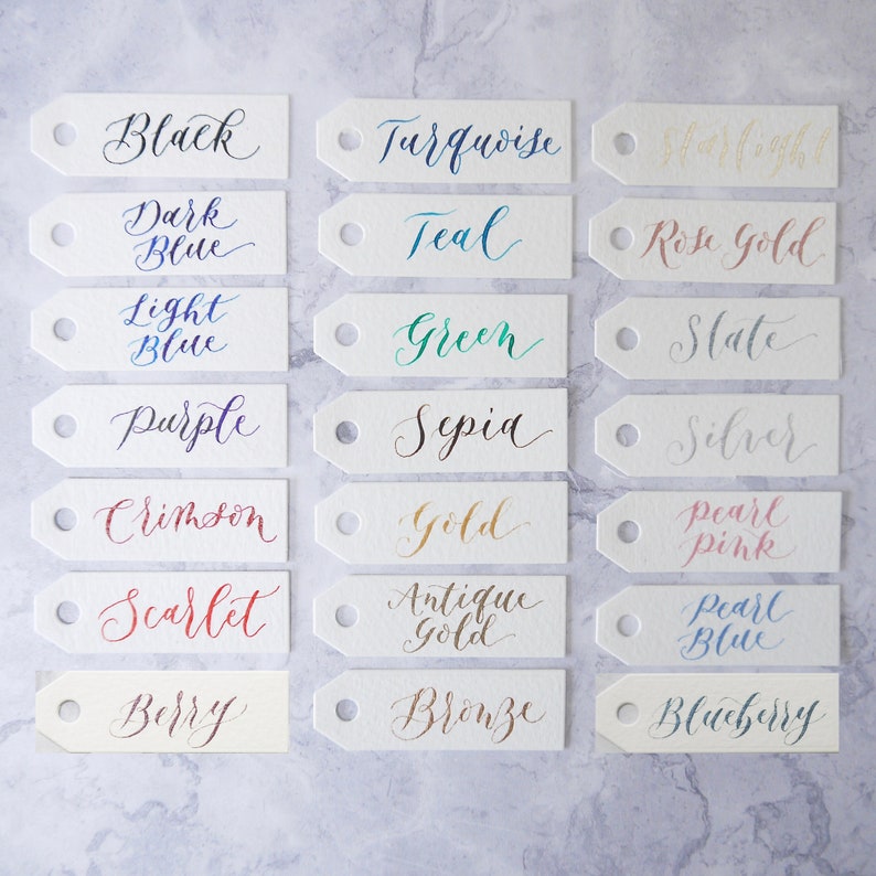 Calligraphy ink colour choices for wedding reading and vow covers