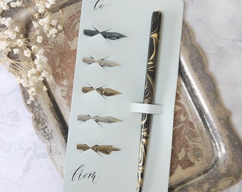 Modern Calligraphy Pen and Nibs Set, Pointed Nibs for Beginners Calligraphy Kit, Personalised Art Gift Set, Oblique Pen for Calligraphy