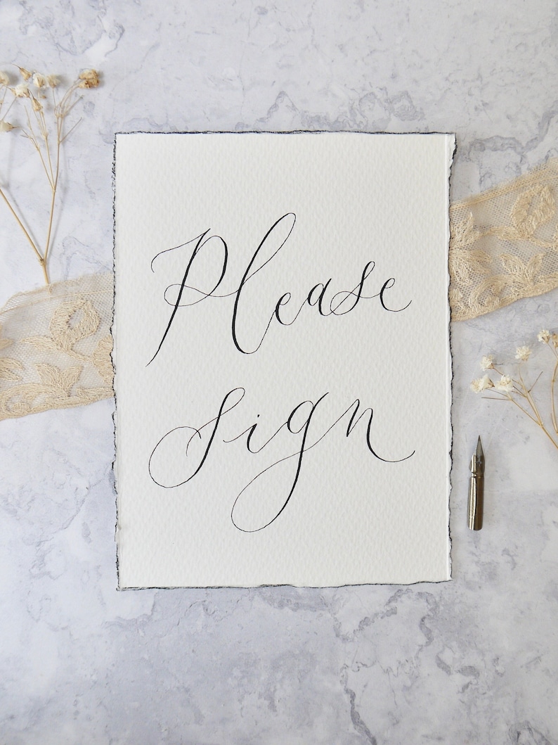 Sign Our Guestbook Wedding Sign, Personalised Calligraphy Small Signage, A6 A5 A4 Calligraphy Favour Cards, Handmade Wedding Decor zdjęcie 1