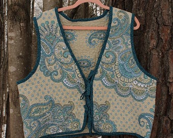 Upcycled Vintage Paisley Quilted Vest