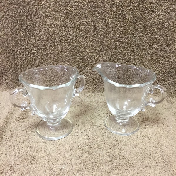 Creamer (4, 6 oz) and Open Sugar (4) from Fostoria's Century" Pattern