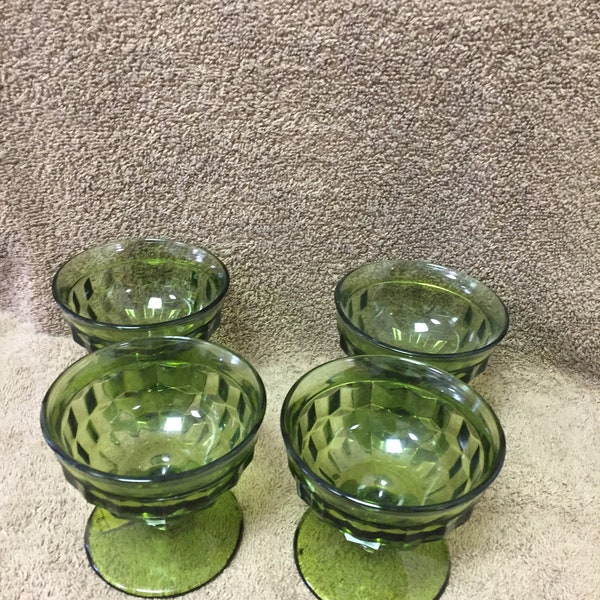 Set of Four Sherbets (3 3/8 x 3 5/8W) from Colony's "Whitehouse (Avocado)" Patterno