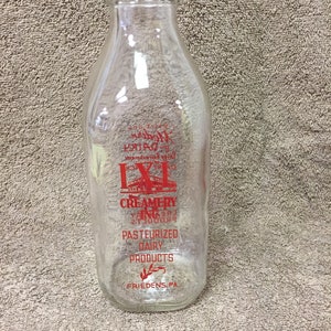32 oz. Square Quart Clear Glass Milk Bottle - The Cary Company