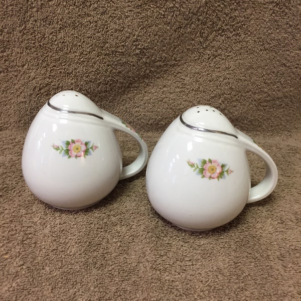 Salt and Pepper Set (4 3/4) from Hall's "Rose White" Pattern