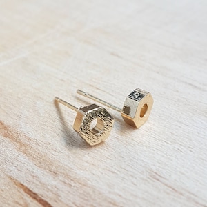 Hexagon Stud Gold Plated Tiny Earrings,Solid Hexagon Studs,Minimalist Gold Plated Earrings,Danty Gold Plated Studs,Delicate Earrings,Promo