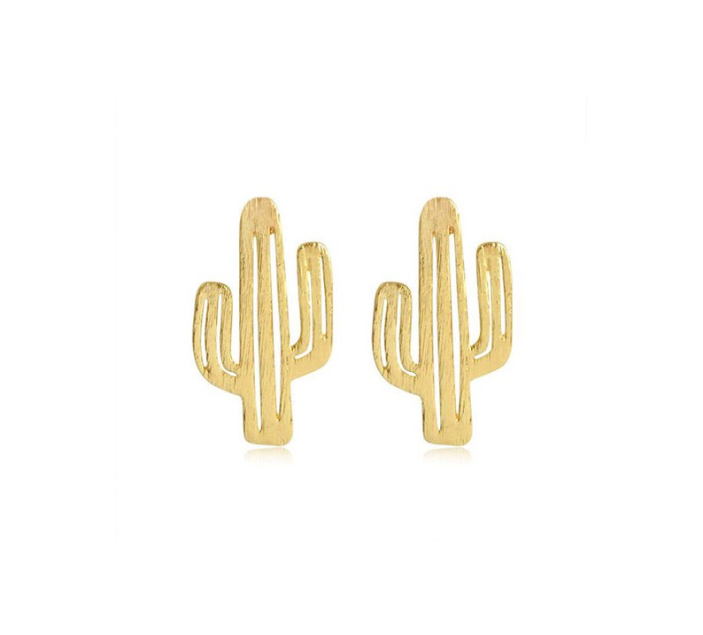 Minimalist Earrings Packed in a Teabag Cactus Stud Earrings Gold Cactus Small Cactus Earrings Cactus Dainty Earrings Gold Cactus Studs