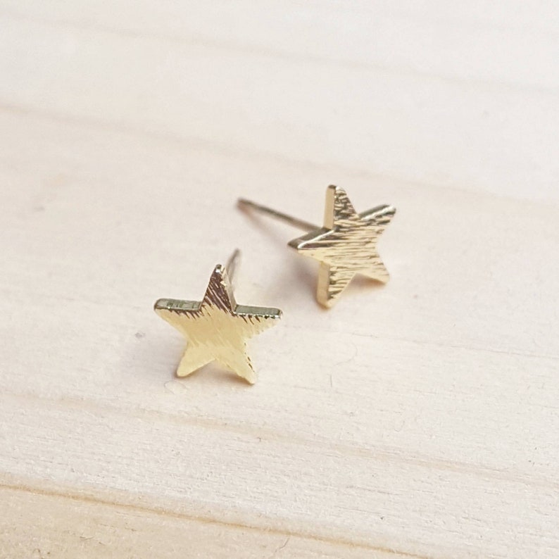 Gold Plated Dainty Stars Tiny Stars Earrings Packed in a Teabag Studs Minimalist Earrings Stars Tiny Studs Bridesmaid Gift