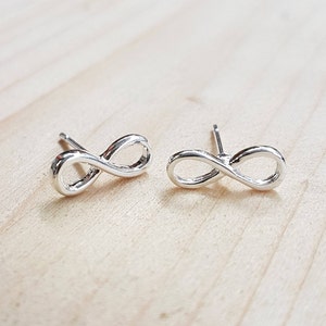 Infinity Silver Love Stud Earrings,Small Infinity Stud Silver Plated,Gift Ready,Cartilage Infinity Stud,Delicate Minimalist Earrings,Promo